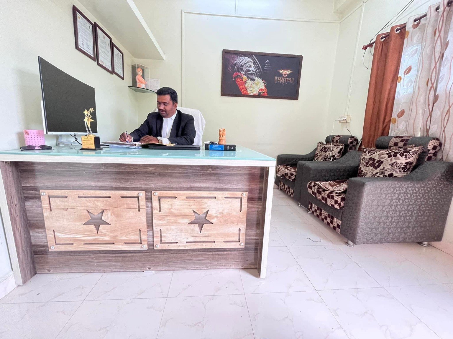 Adv. Mahesh Nagnath Bhatane in his professional office